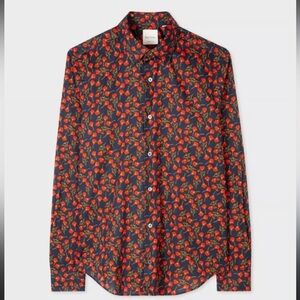 Paul Smith Liberty Poppy Red Floral Print Men's Shirt Size 15